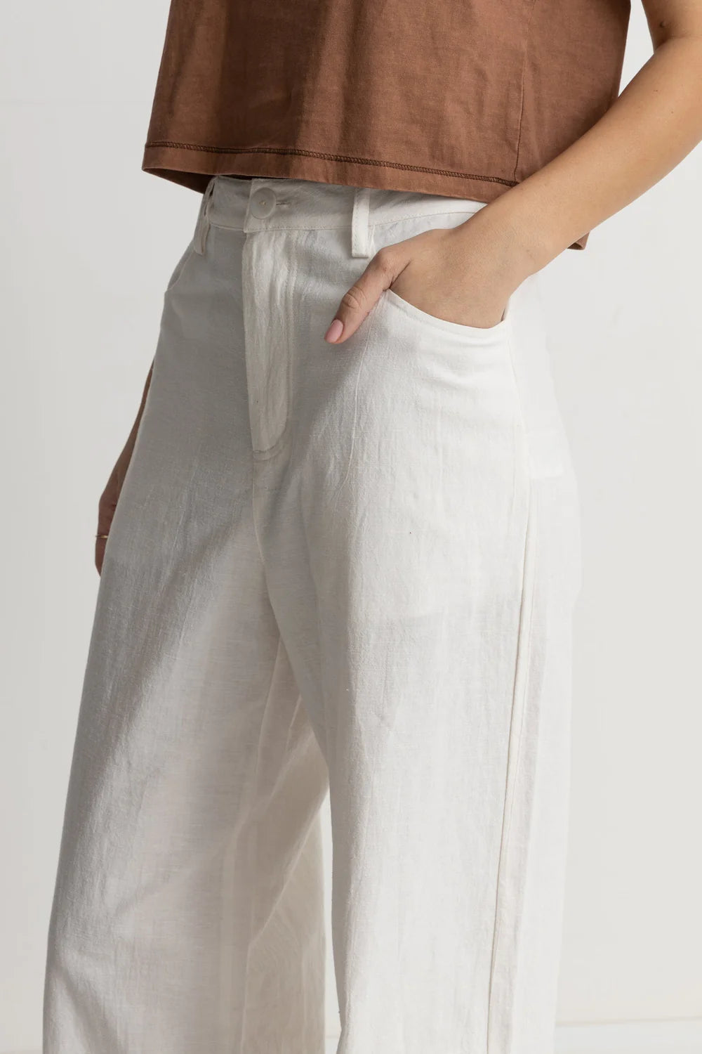 women's white linen cotton pants 