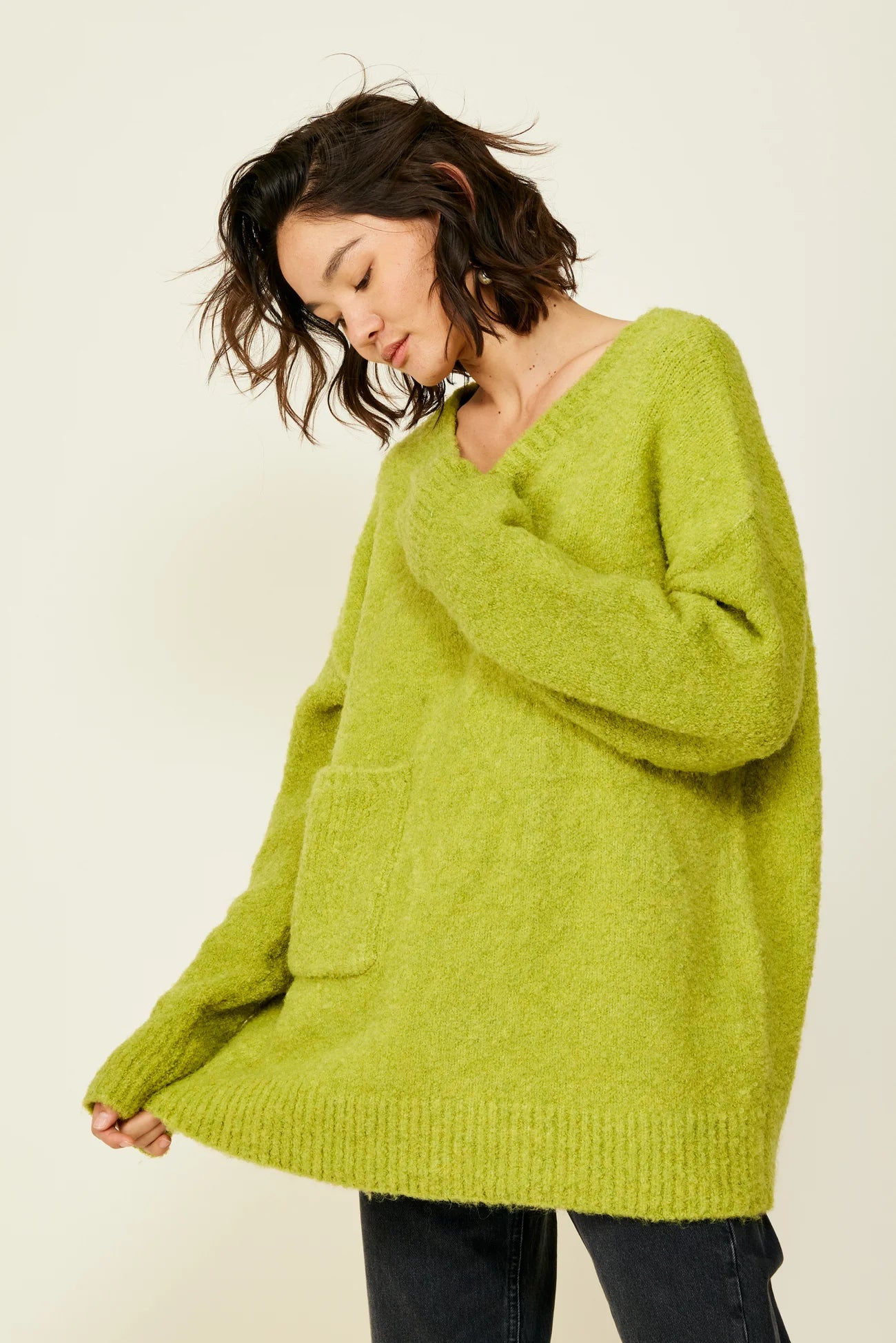 oversized green knit sweater