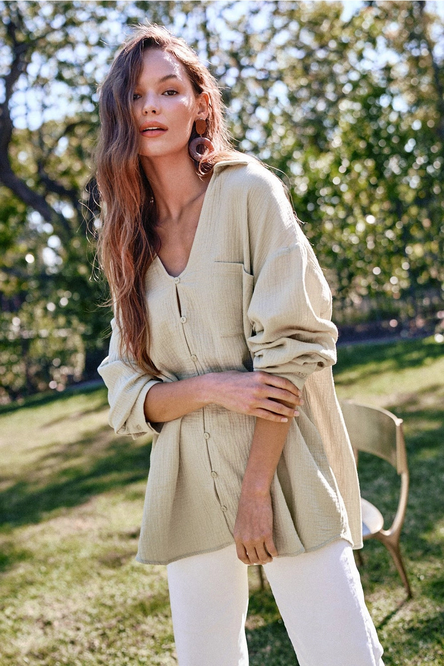 oversized cotton button-down