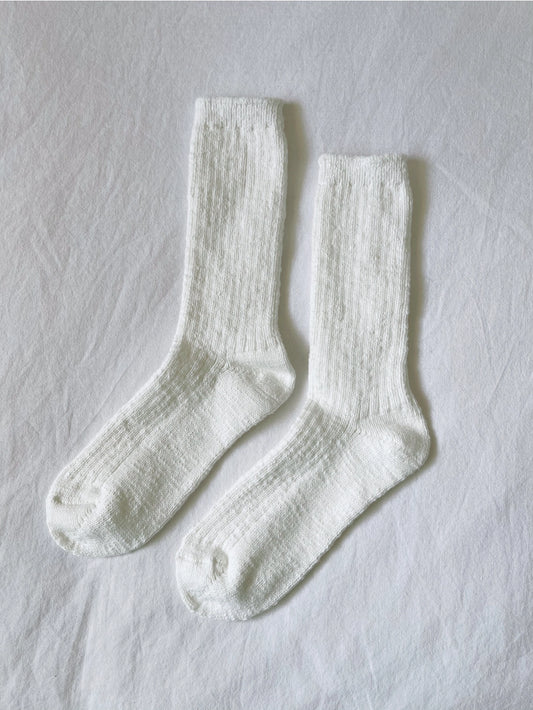 white knit snow socks