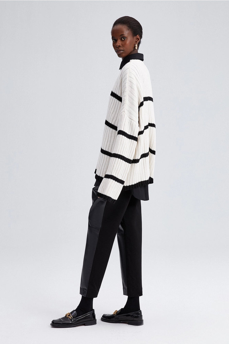 white black stripe sweater 