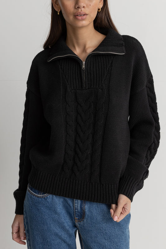 Cabled 1/4 Zip Sweater
